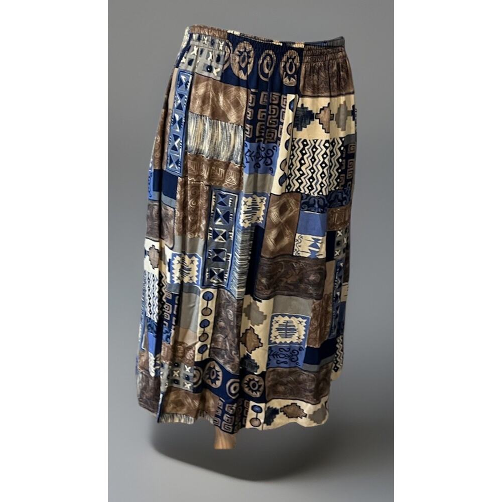 Vintage Sag Harbor Midi Skirt Women's Size Large Elastic Waist AOP USA Made